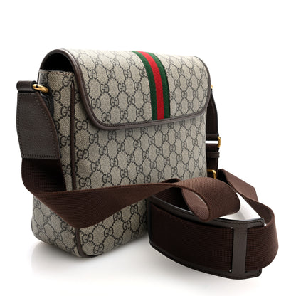 Gucci Tender GG Supreme Monogram Textured Dollar Calfskin Ophidia Messenger Bag Beige Ebony Dark Brown 3 of 9