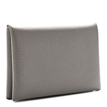 Hermes Epsom Calvi Card Case Gris Meyer 3 of 8