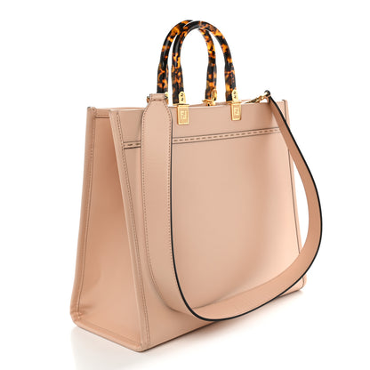 Fendi Vitello King Plexiglass Logo Embossed Medium Fendi Sunshine Shopper Tote Light Rose 3 of 10