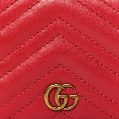 Gucci Calfskin Matelasse GG Marmont Card Case Wallet Hibiscus Red 9 of 10