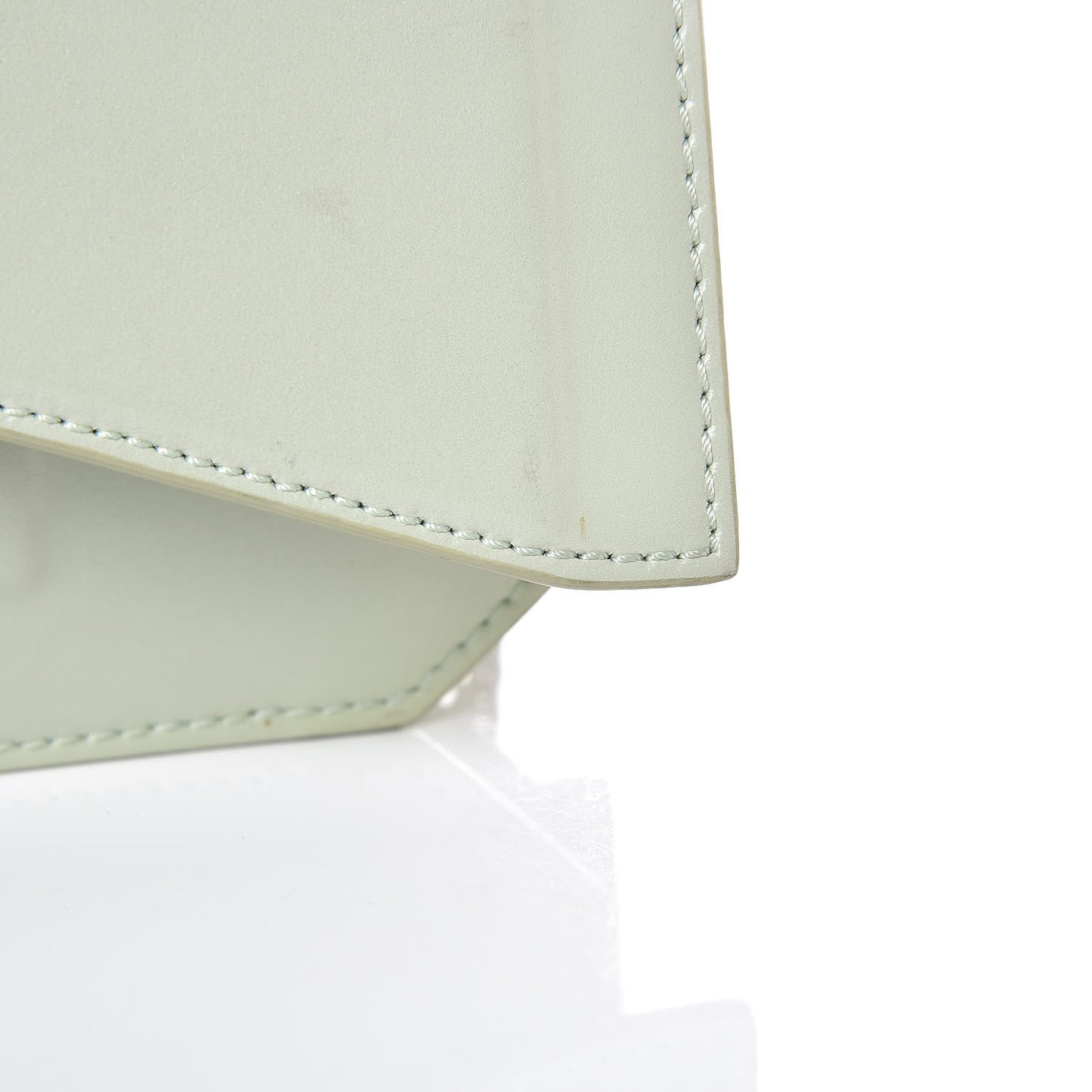 Calfskin Bow Cut Chain Wallet Aqua Green