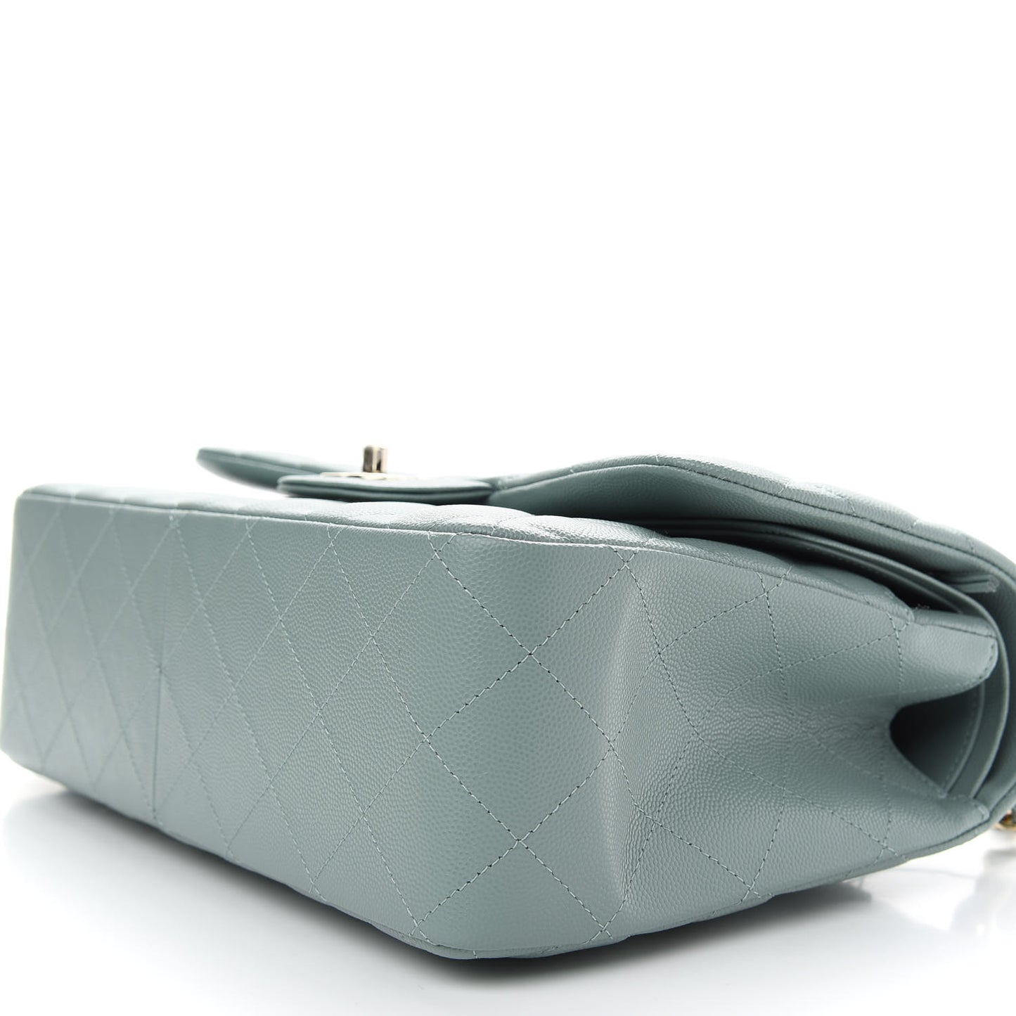 Caviar Quilted Jumbo Double Flap Dark Green