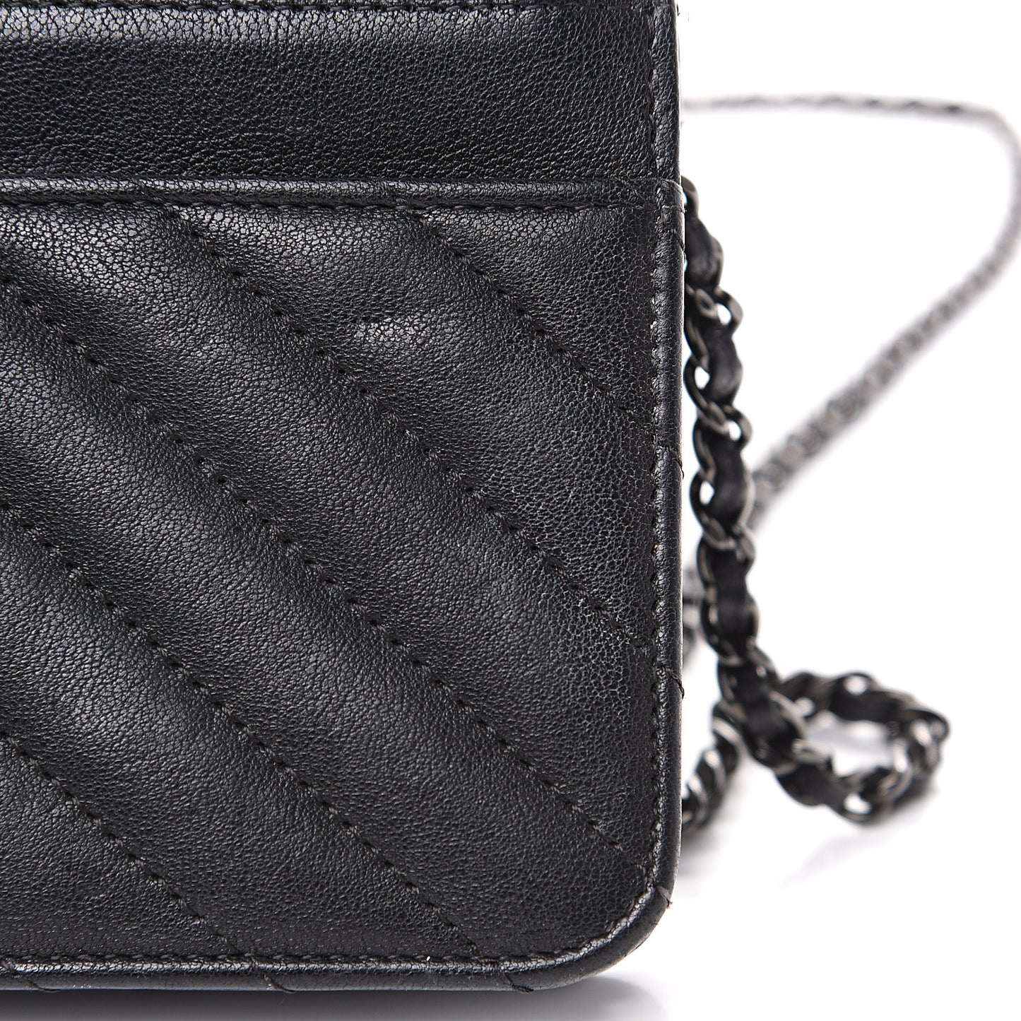 Sheepskin Chevron Quilted Reissue Wallet On Chain WOC So Black