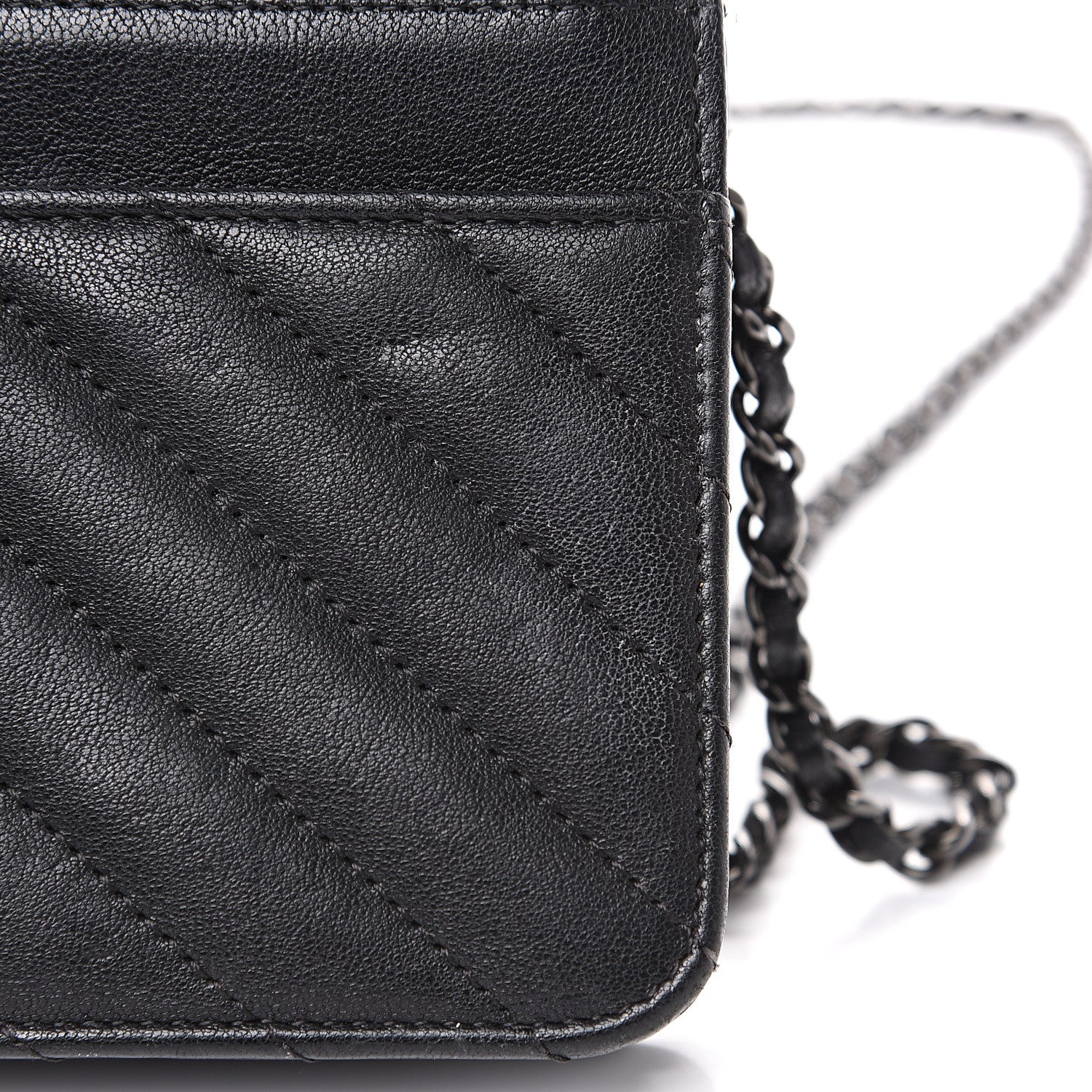 Chanel Sheepskin Chevron Quilted Reissue Wallet On Chain WOC So Black 9 of 13