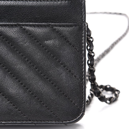 Chanel Sheepskin Chevron Quilted Reissue Wallet On Chain WOC So Black 9 of 13