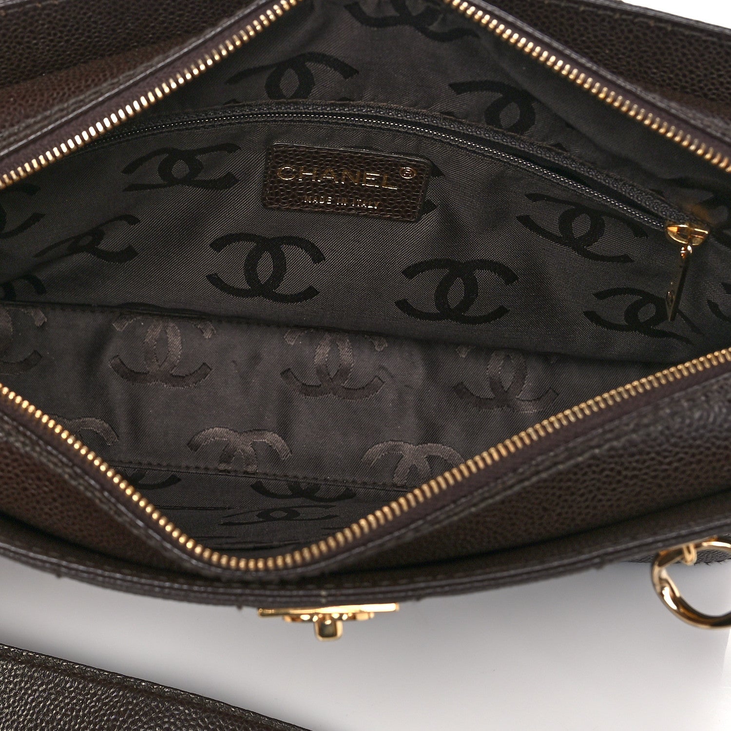 Chanel Caviar Chocolate Bar Quilted Shoulder Bag Dark Brown 4 of 8