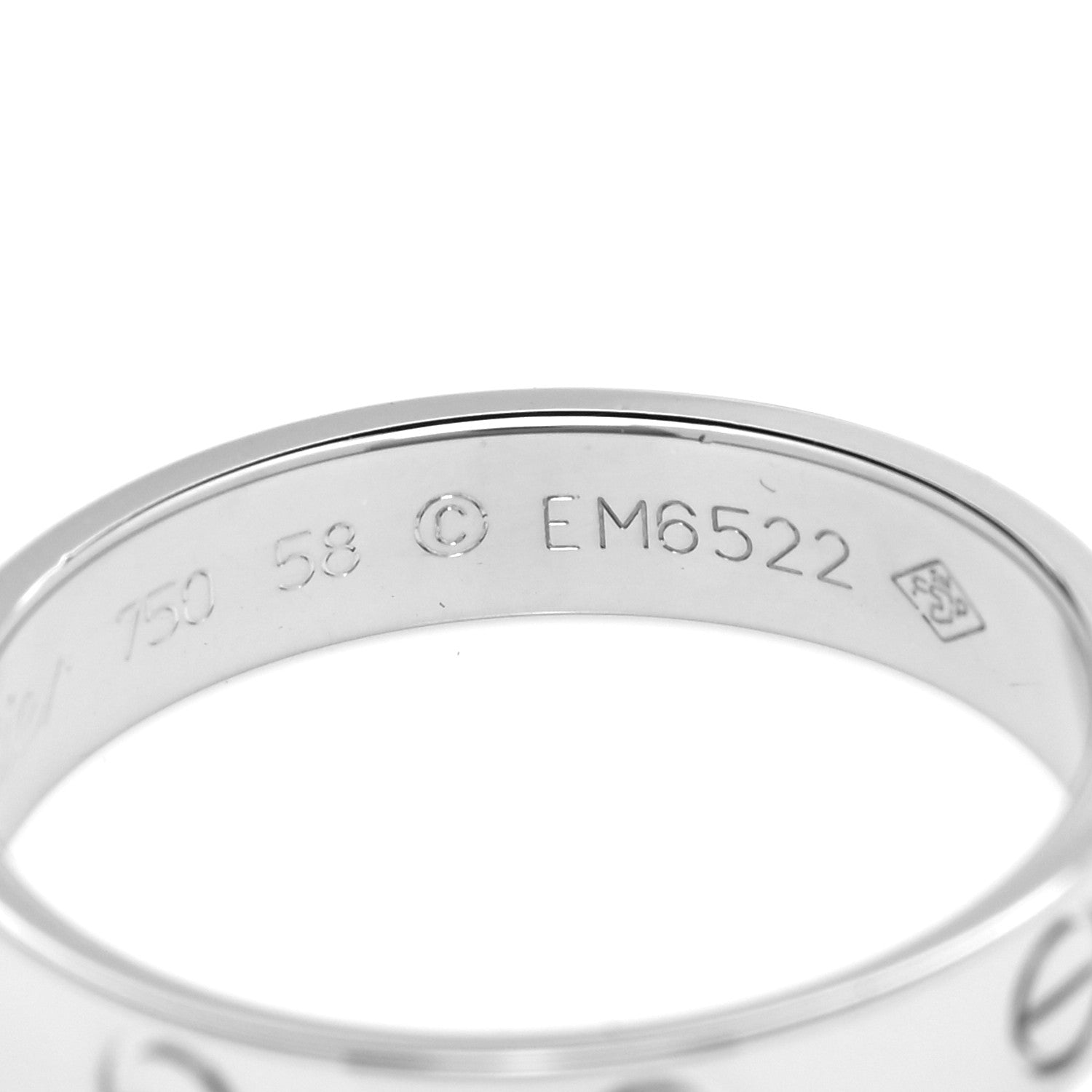 Cartier 18K White Gold 3.5mm LOVE Wedding Band Ring 58 8.5 5 of 5