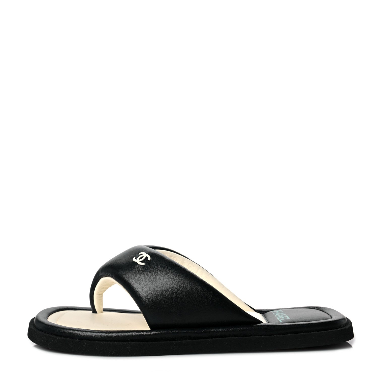 Chanel Lambskin Padded Pool Thong Sandals 40 Black 1 of 9