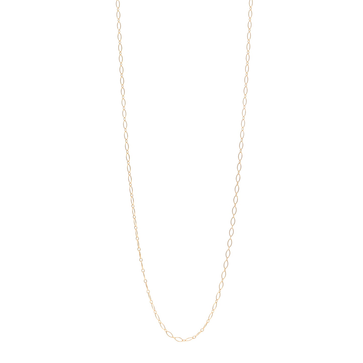 18K Rose Gold Oval Link Chain Necklace 36"