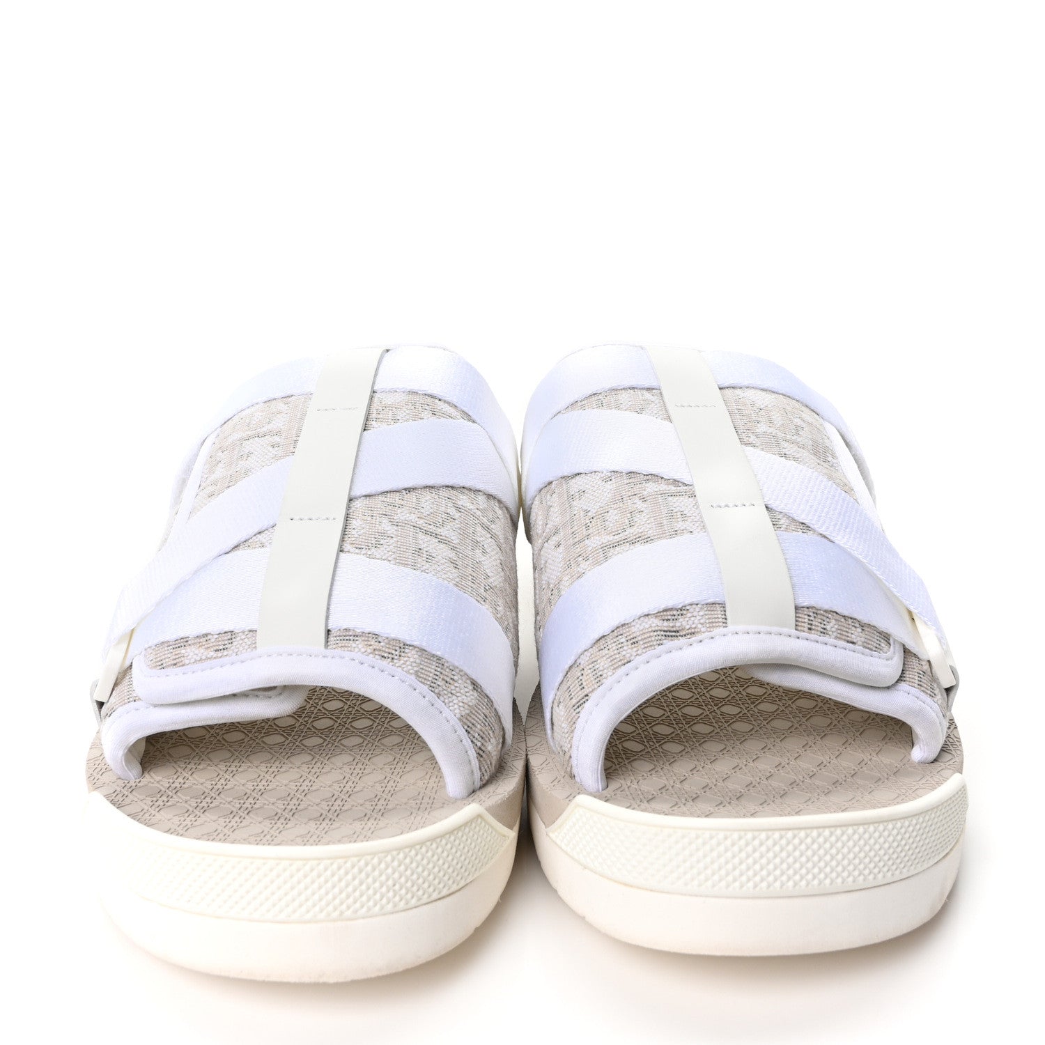 Christian Dior Oblique Jacquard Mens Alpha Sandals 44 White Beige