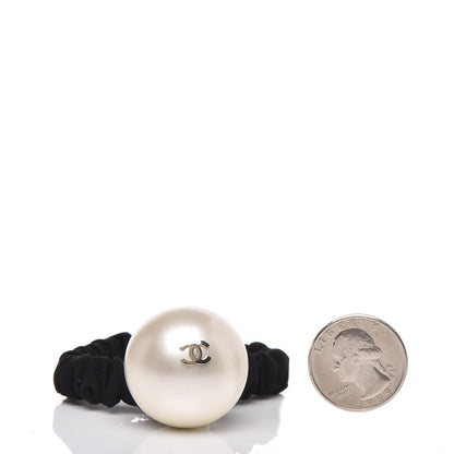 Chanel Pearl CC Hair Tie Black Gold Pearly White 2 of 5