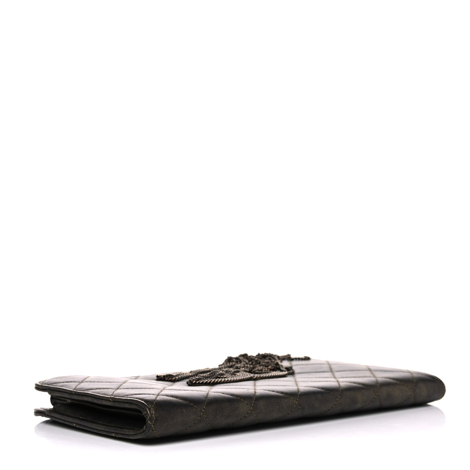 Chanel Calfskin Quilted Chain CC Chain Clutch Argent Fonce 4 of 14