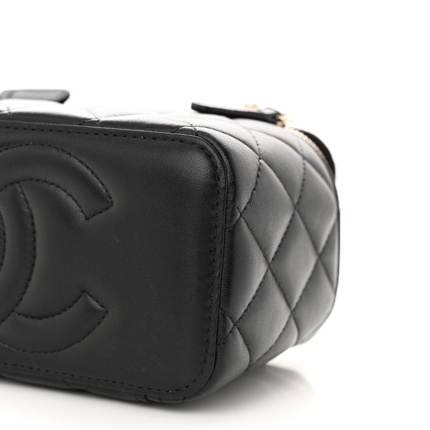 Chanel Lambskin Quilted Metal Small Top Handle Vanity Case With Chain Black 10 of 10