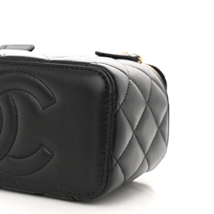Chanel Lambskin Quilted Metal Small Top Handle Vanity Case With Chain Black 10 of 10