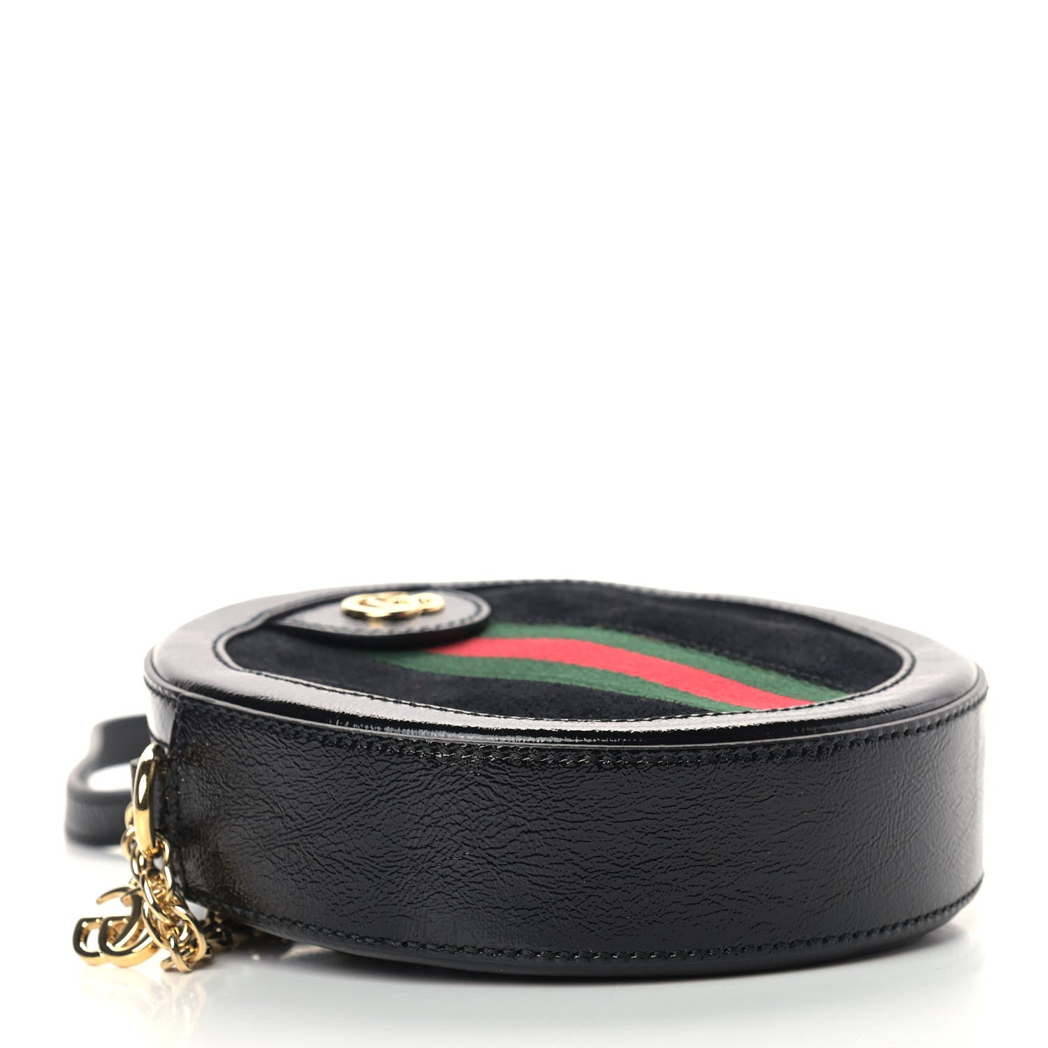Gucci Suede Patent Web Mini Ophidia Round Shoulder Bag Black 4 of 11