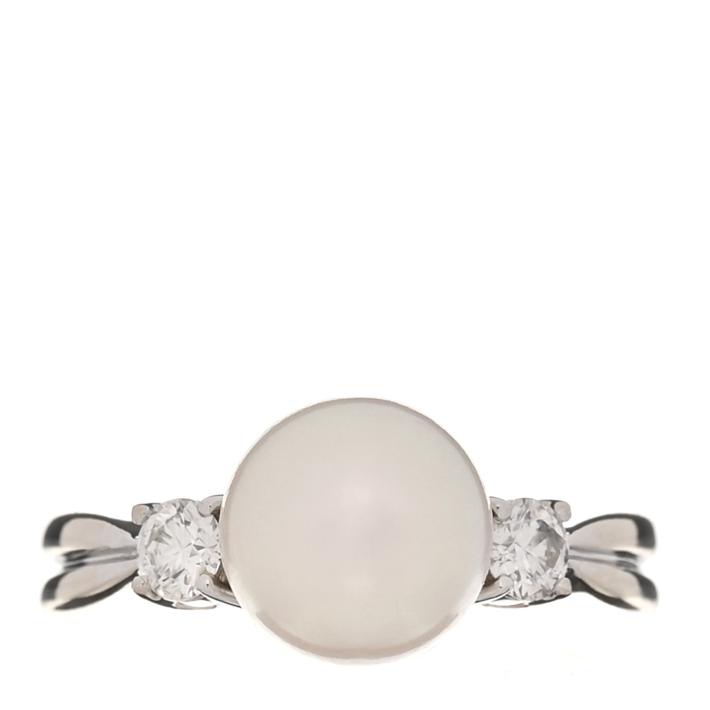18K White Gold Diamond Akoya Cultured Pearl 8mm Ring 46 3.75