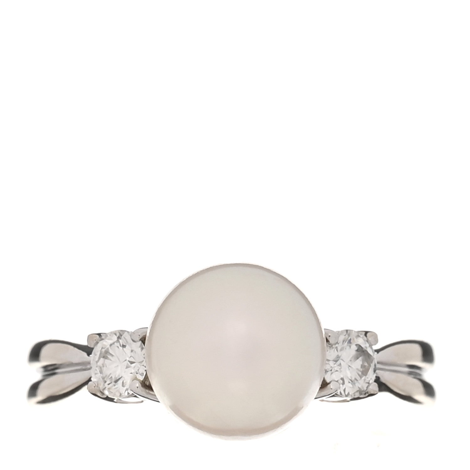 Mikimoto 18K White Gold Diamond Akoya Cultured Pearl 8mm Ring 46 3.75 1 of 5