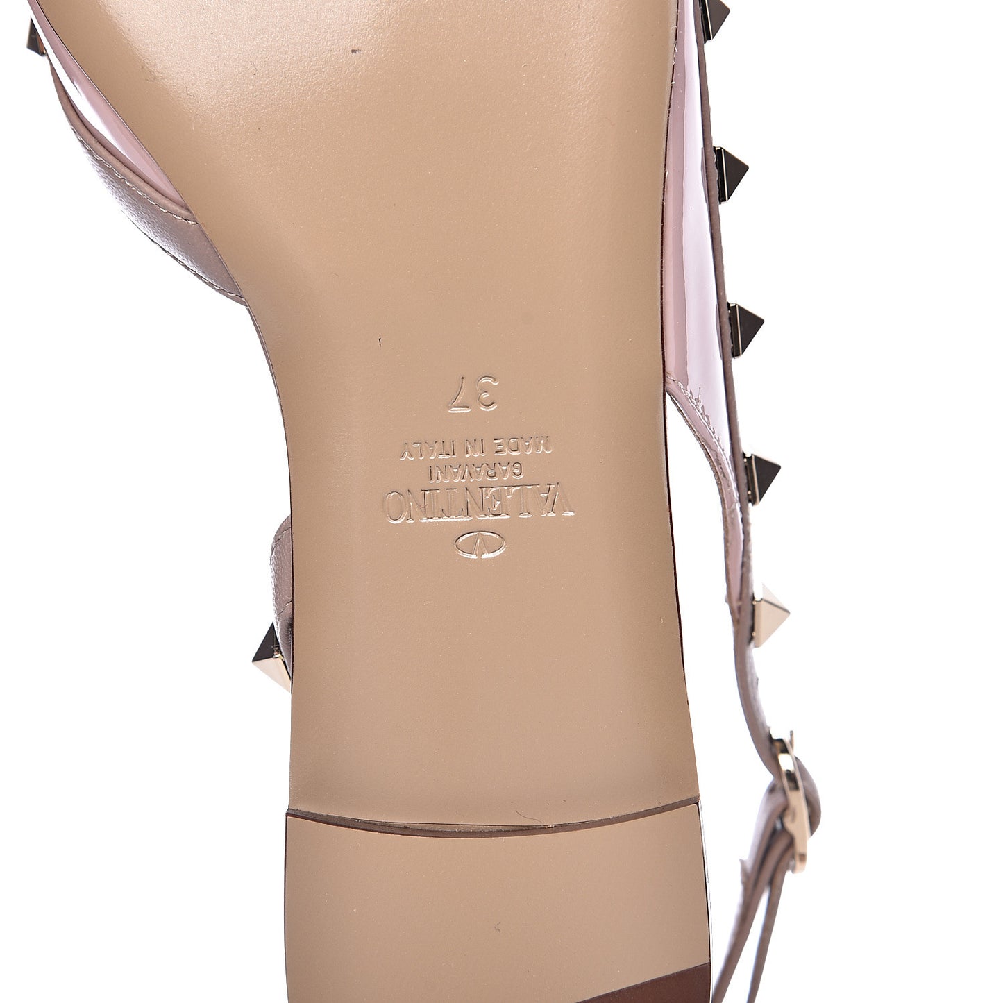 Patent Rockstud Slingback Flats 37 Water Rose Poudre