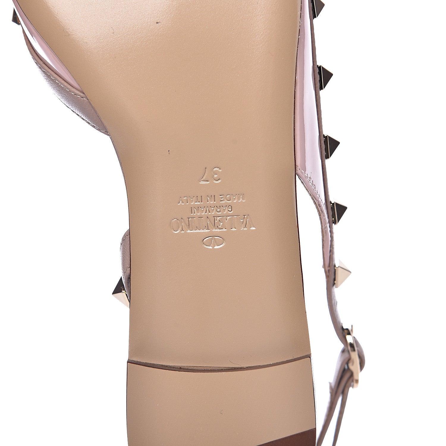 Valentino Garavani Patent Rockstud Slingback Flats 37 Water Rose Poudre 8 of 8
