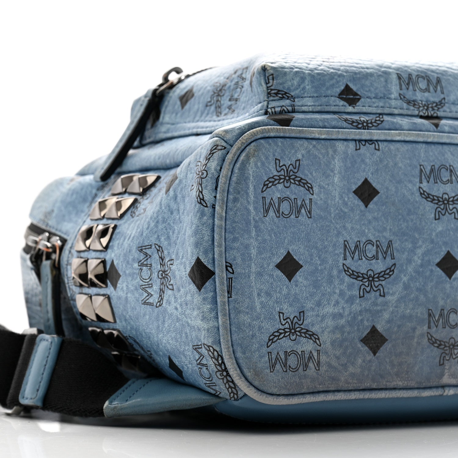 MCM Visetos Side Stud Mini Stark Bebe Boo Backpack Blue 8 of 12