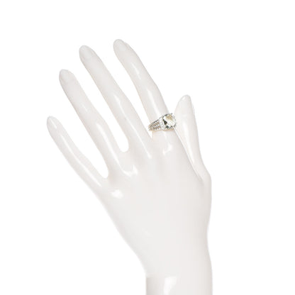 David Yurman Sterling Silver Diamond Prasiolite 10mm Petite Wheaton Ring 53 6.5 2 of 5