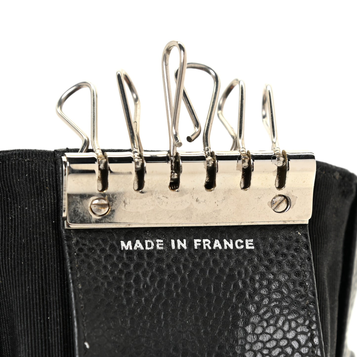 Caviar Quilted 6 Key Holder Black