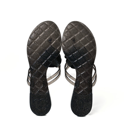 Chanel Jelly Quilted Camellia Thong Sandals 39 Black 7 of 7