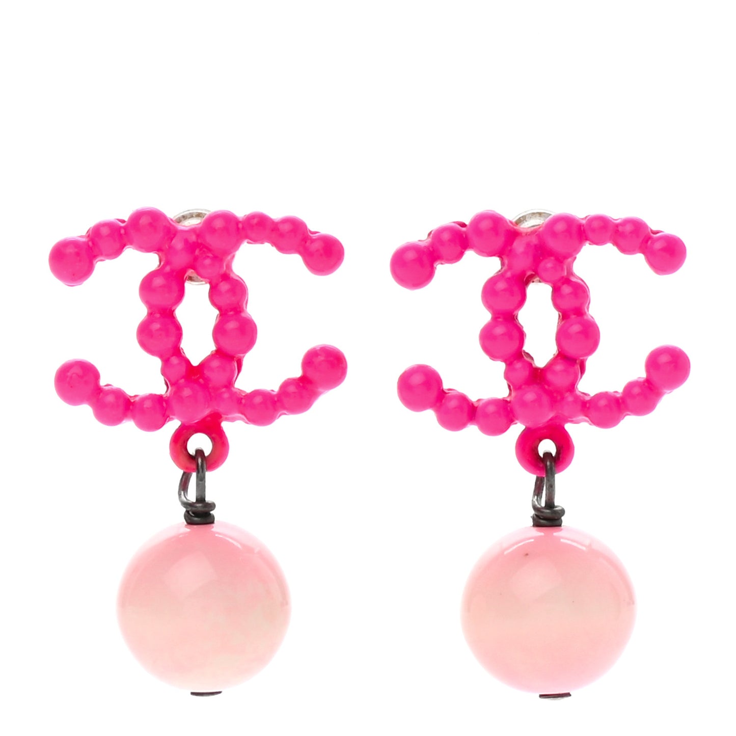 Resin Ruthenium CC Drop Earrings Pink