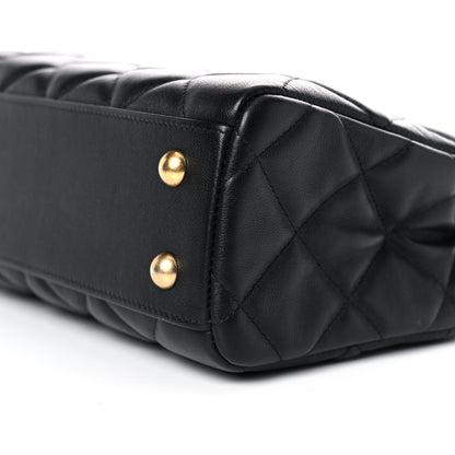 Chanel Calfskin Quilted Lady Handle Clutch Tote Black 9 of 11