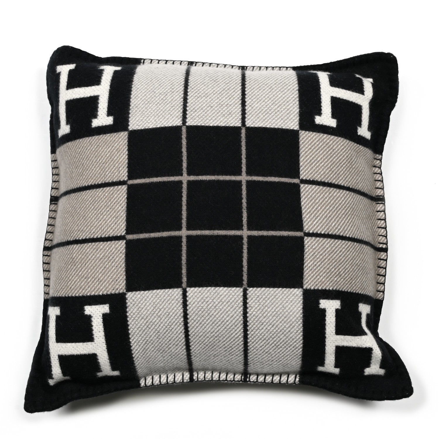 Hermes Wool Cashmere Avalon III Pillow PM Ecru Black 2 of 3