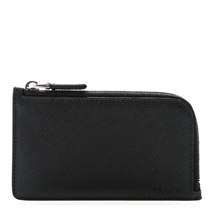 Prada Saffiano Zip Card Holder Black 1 of 8