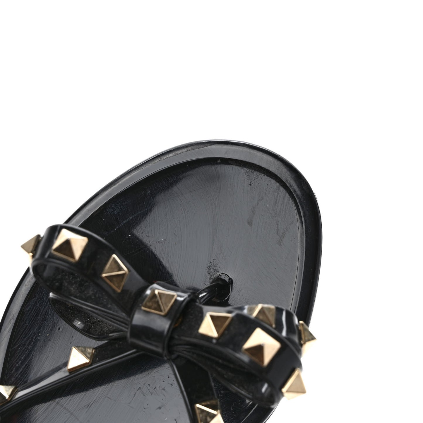 PVC Jelly Rockstud Bow Thong Sandals 37 Black
