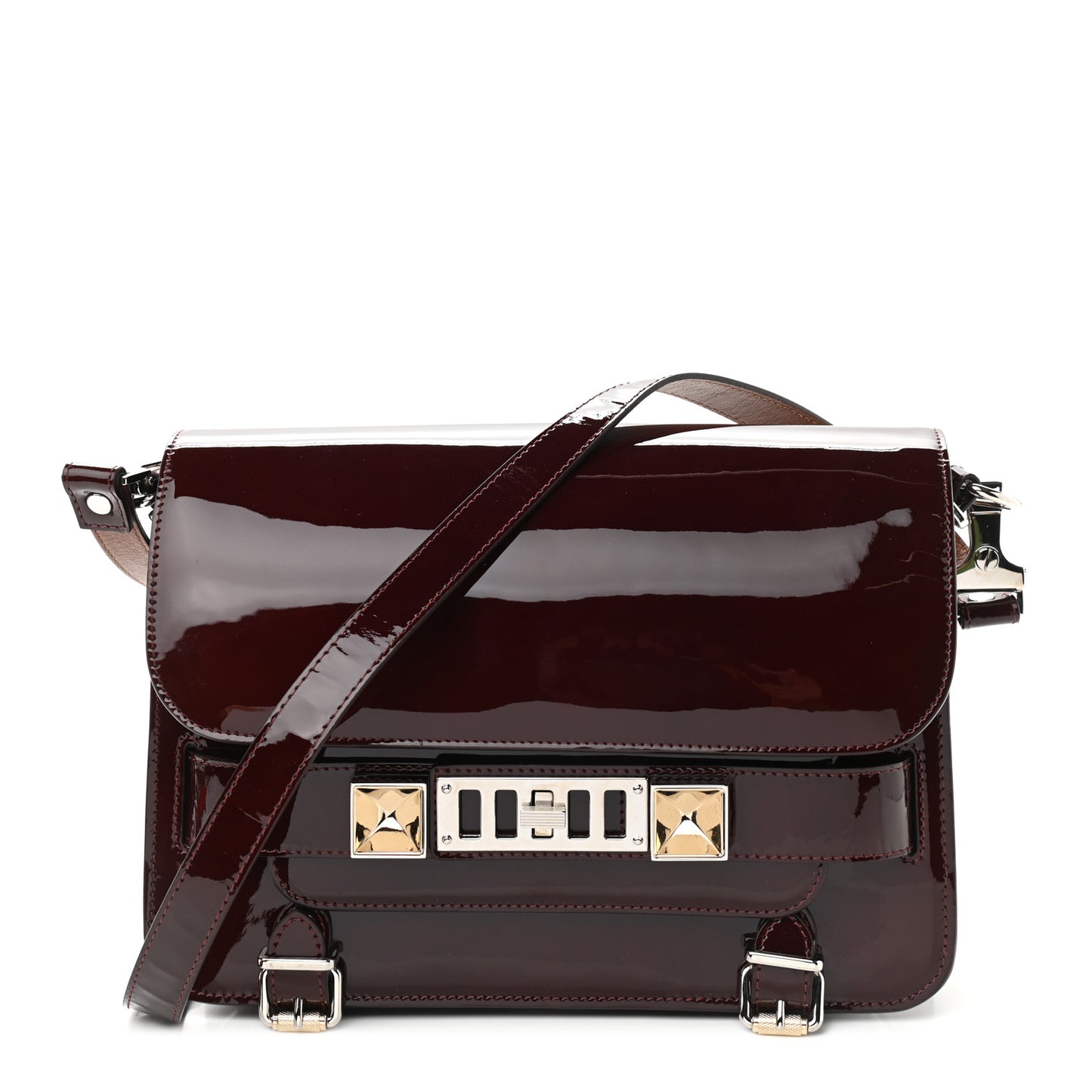 Patent Mini PS11 Classic Shoulder Bag Burgundy