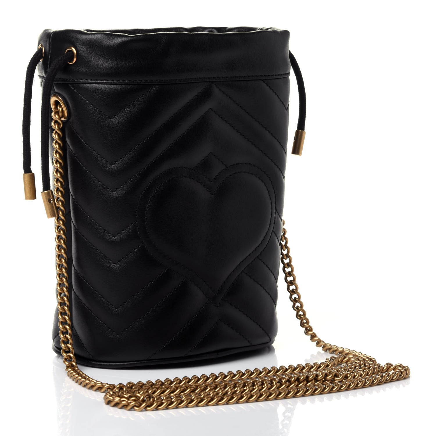 Gucci Calfskin Matelasse Mini GG Marmont 2.0 Bucket Bag Black 2 of 4