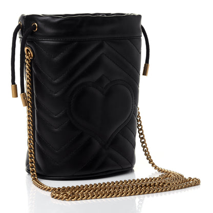 Gucci Calfskin Matelasse Mini GG Marmont 2.0 Bucket Bag Black 2 of 4