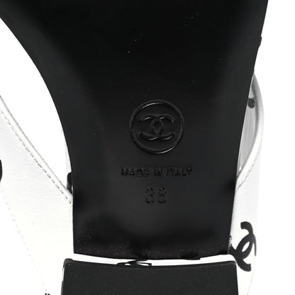 Chanel Lambskin Printed CC Thong Sandals 38 White Black 6 of 9