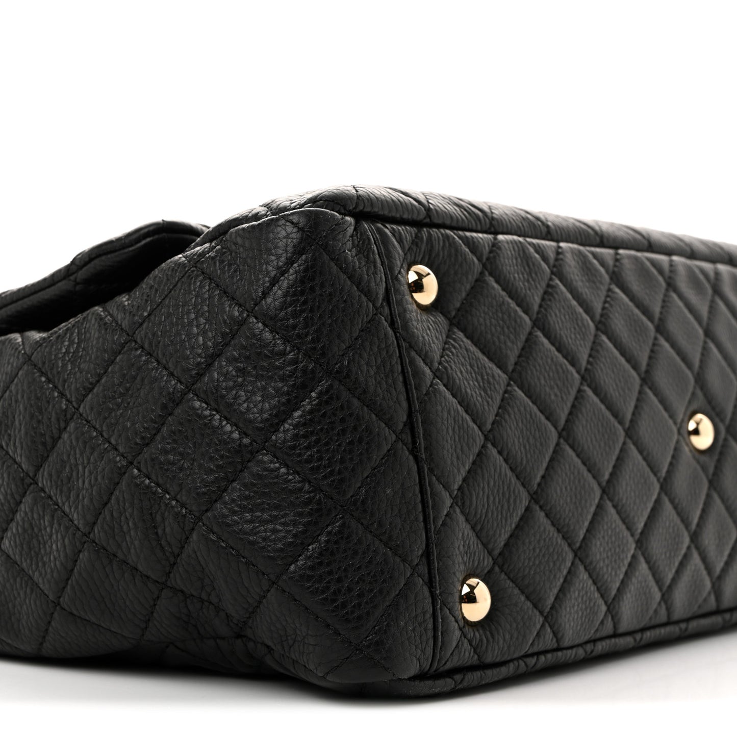 Calfskin Quilted XXL Travel Flap Bag Black
