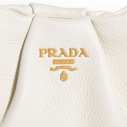 Prada Cervo Pleats Small Shoulder Bag Talco 10 of 10