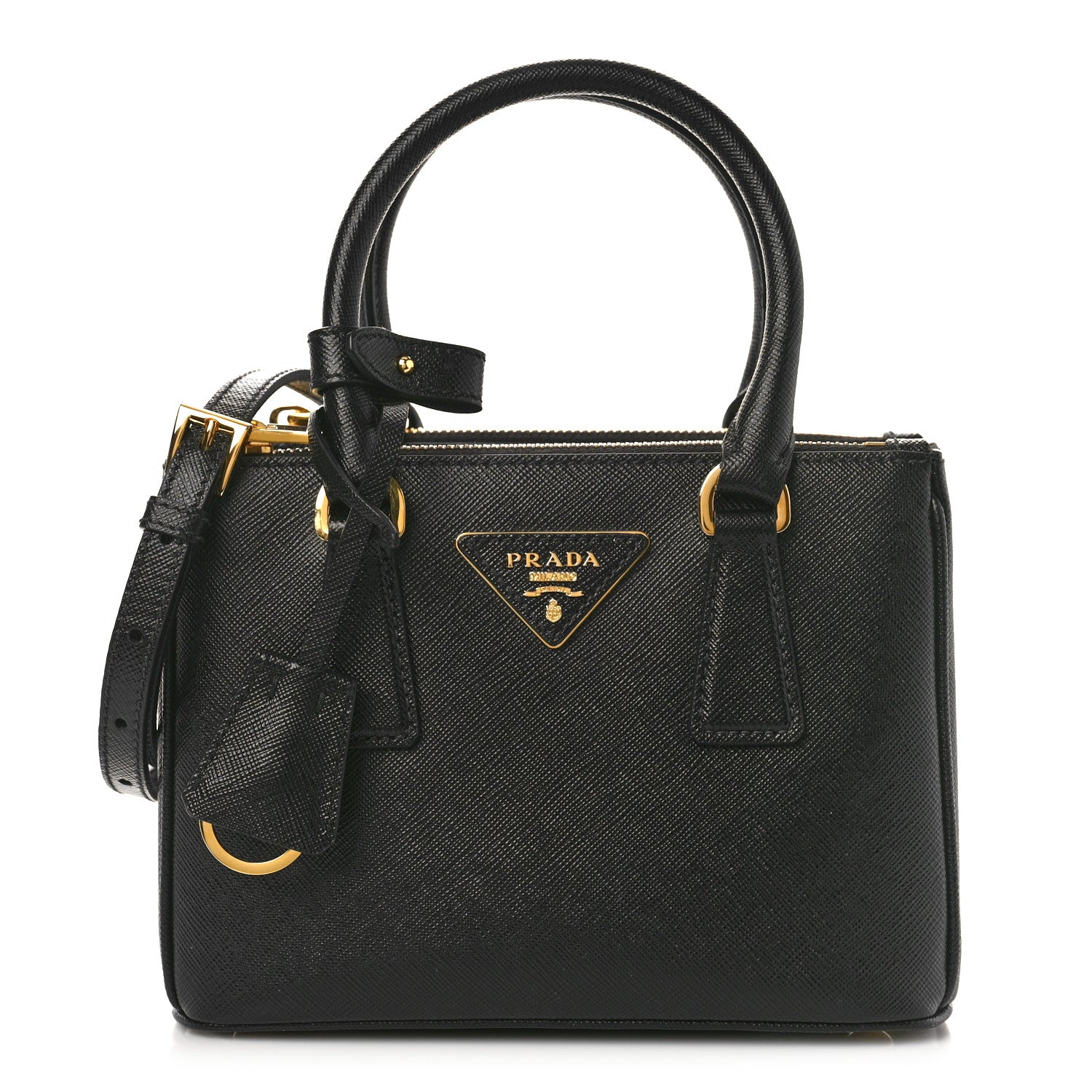 Prada Saffiano Lux Mini Galleria Double Zip Tote Black 1 of 8