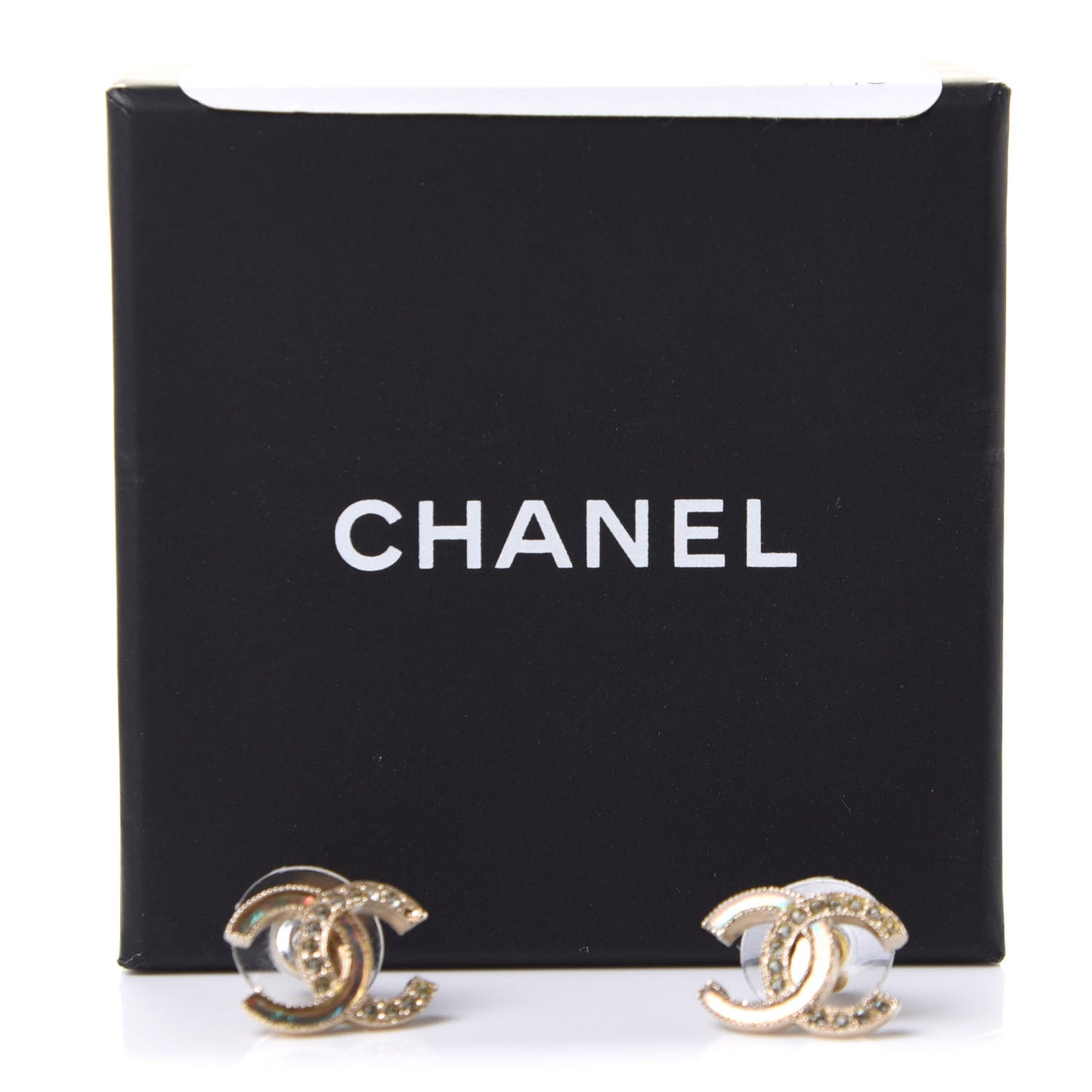 Enamel Crystal CC Earrings Gold Pink