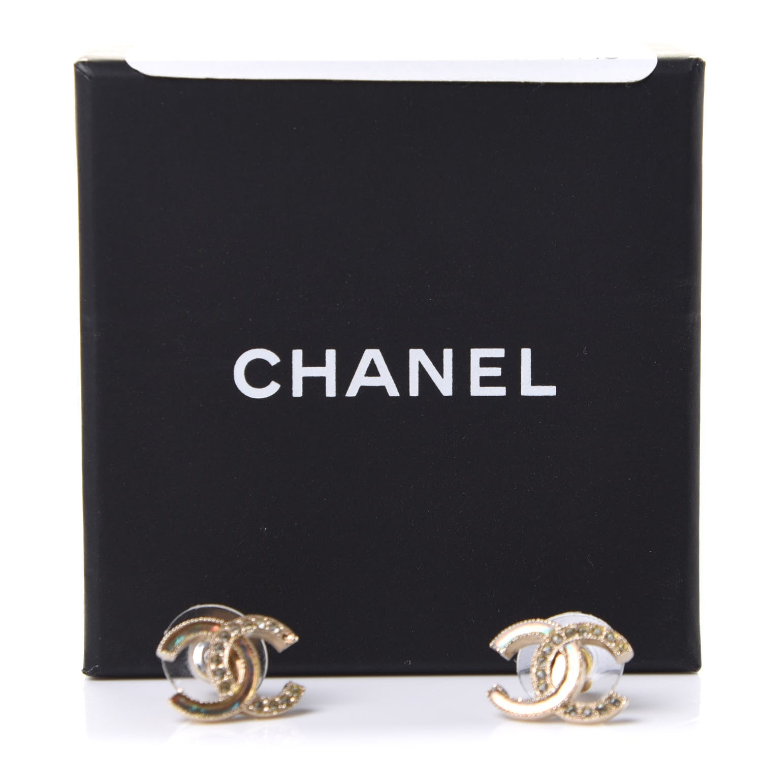 Chanel Enamel Crystal CC Earrings Gold Pink 9 of 15