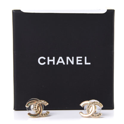Chanel Enamel Crystal CC Earrings Gold Pink 9 of 15