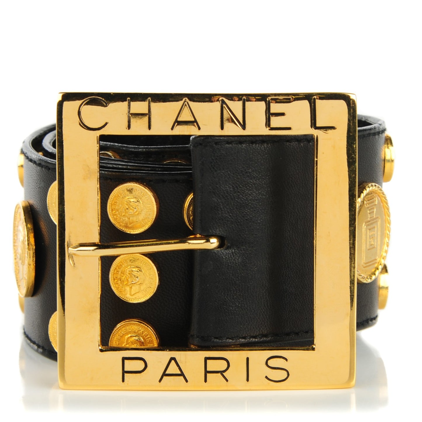 Lambskin Medallion Belt 30 75 Gold Black