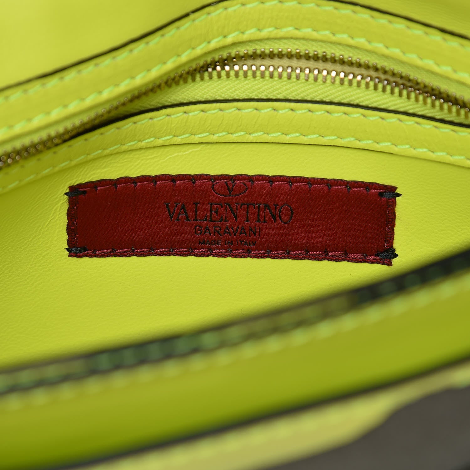 Valentino Garavani Nappa Canvas Camouflage Rockstud Wristlet Clutch Yellow Fluo Green 6 of 12
