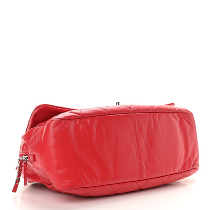 Chanel Aged Calfskin Quilted Medium Express Bowling Bag Red 4 of 13