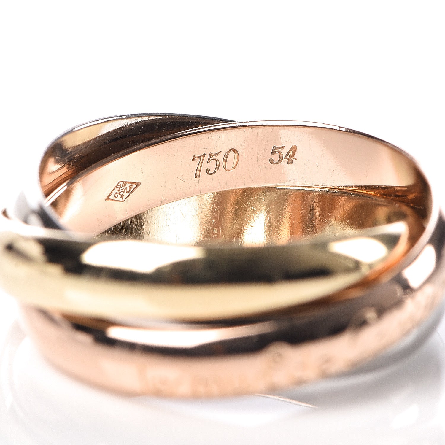 Cartier 18K Pink Yellow White Gold Classic Les Must De Trinity Ring 54 6.75 5 of 5