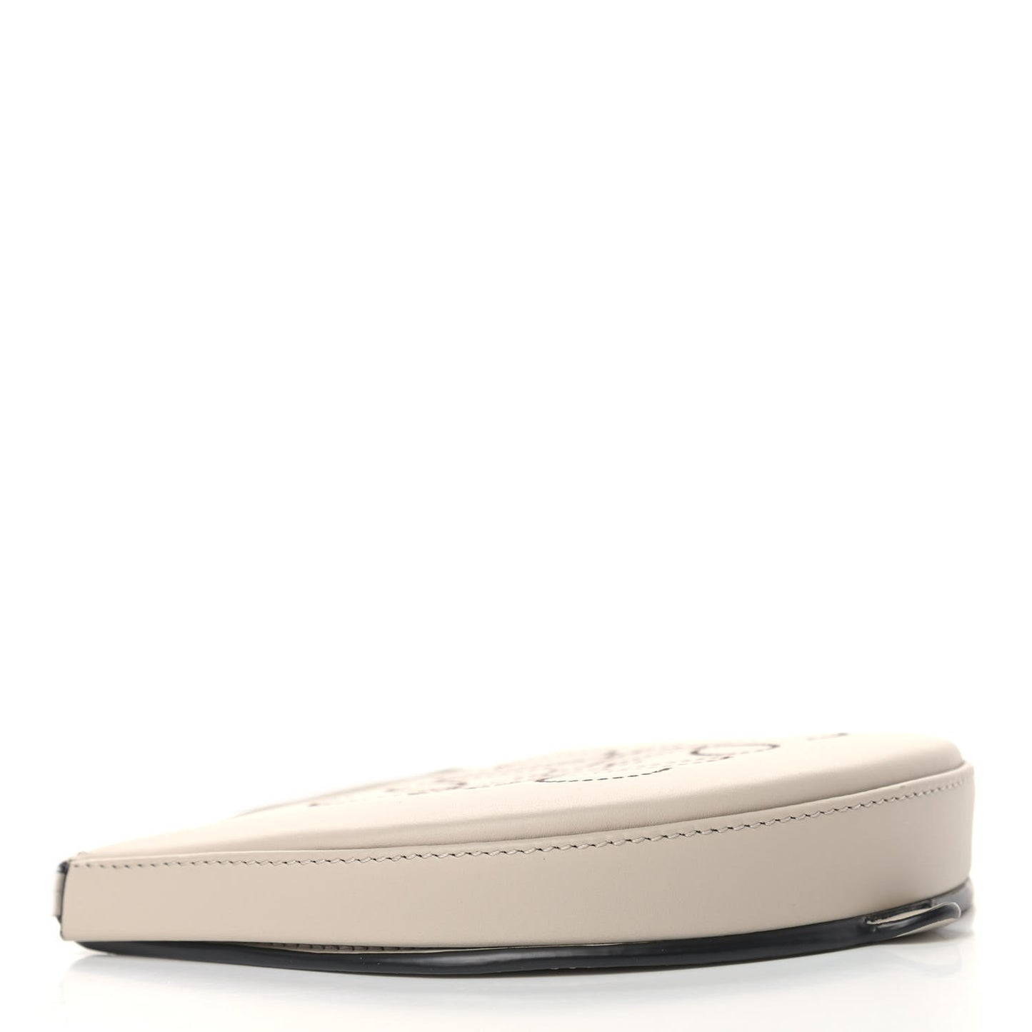 Buffed Calfskin Logo Embossed Small Heel Pouch Light Oat Tan
