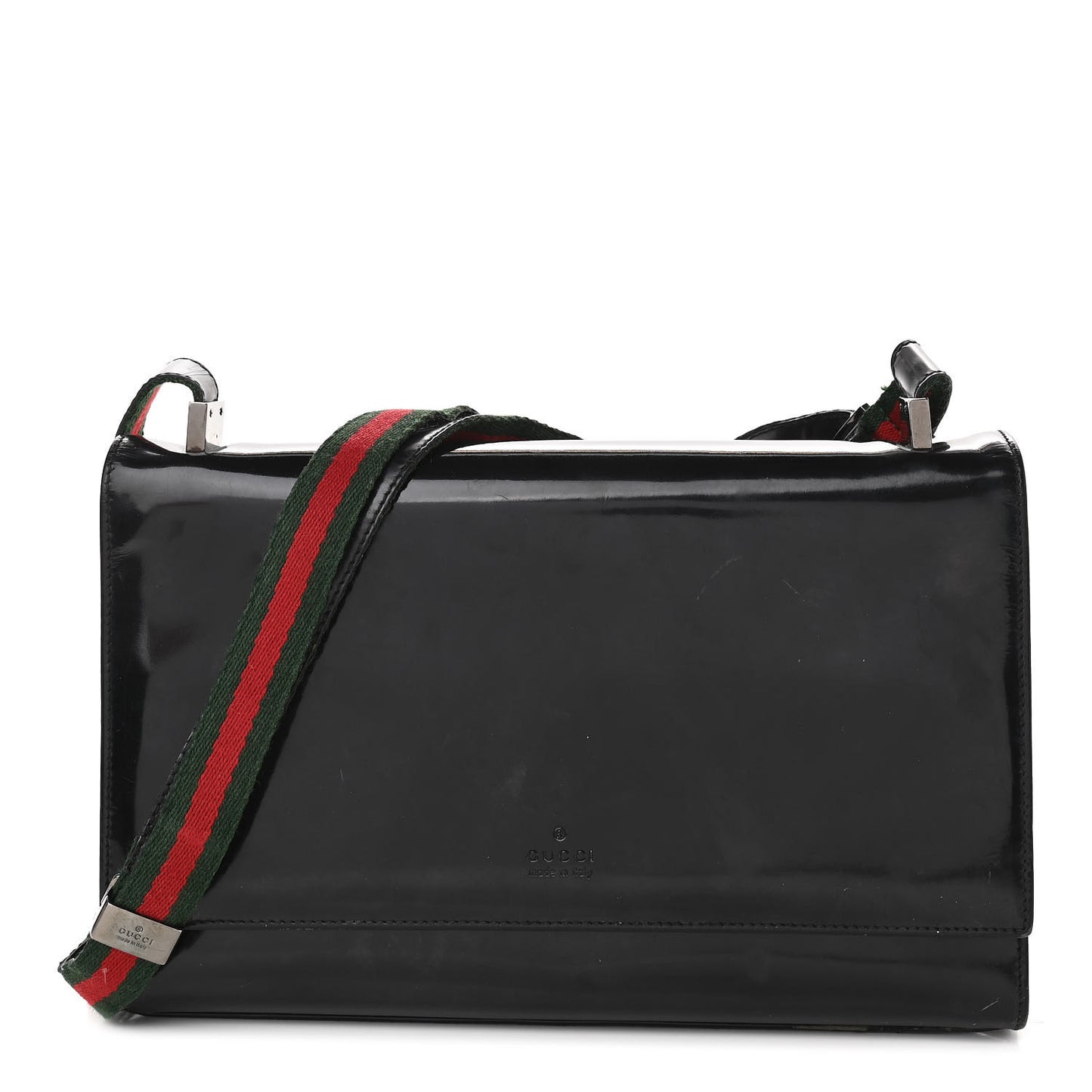 Patent Web Shoulder Bag Black