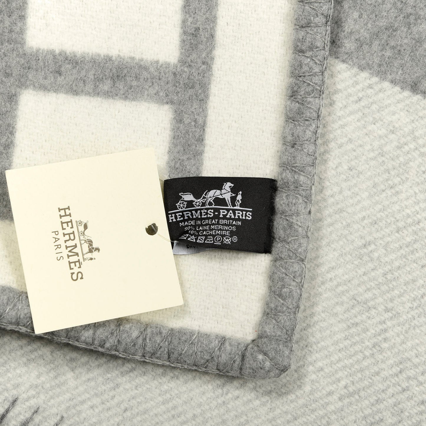 Wool Cashmere Avalon III Blanket Ecru Gris Clair