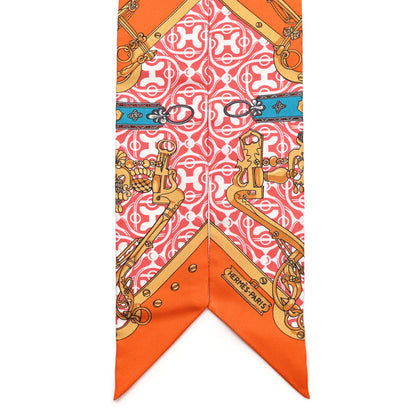 Hermes Silk Mors Et Gourmettes Remix Twilly Orange Saumon Canard 2 of 4